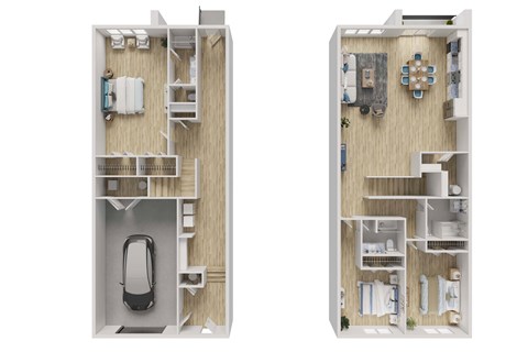 Floor plan for 3 beds, 3 baths, 2305 sqft